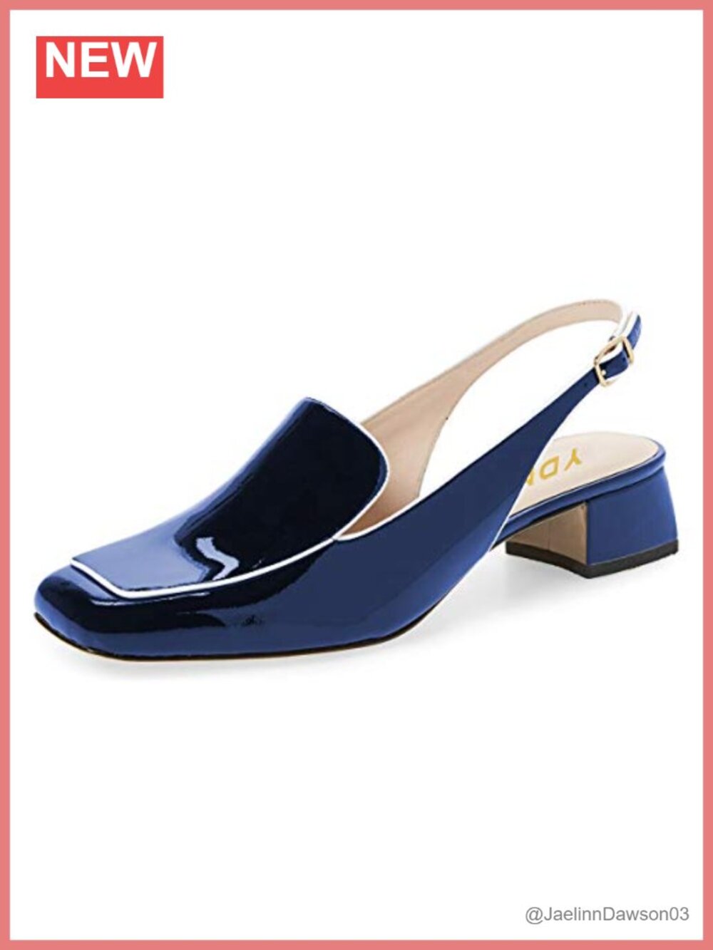 Women Square Toe Block Low Heels Slingback Pumps Office Dress Shoes Faux Leather